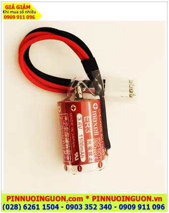 Maxell ER3 (Zắc W-4holes); Pin nuôi nguồn PLC Maxell ER3 1/2AA  3.6v 1100mAh Lithium Thionyl Chloride (Nhật)